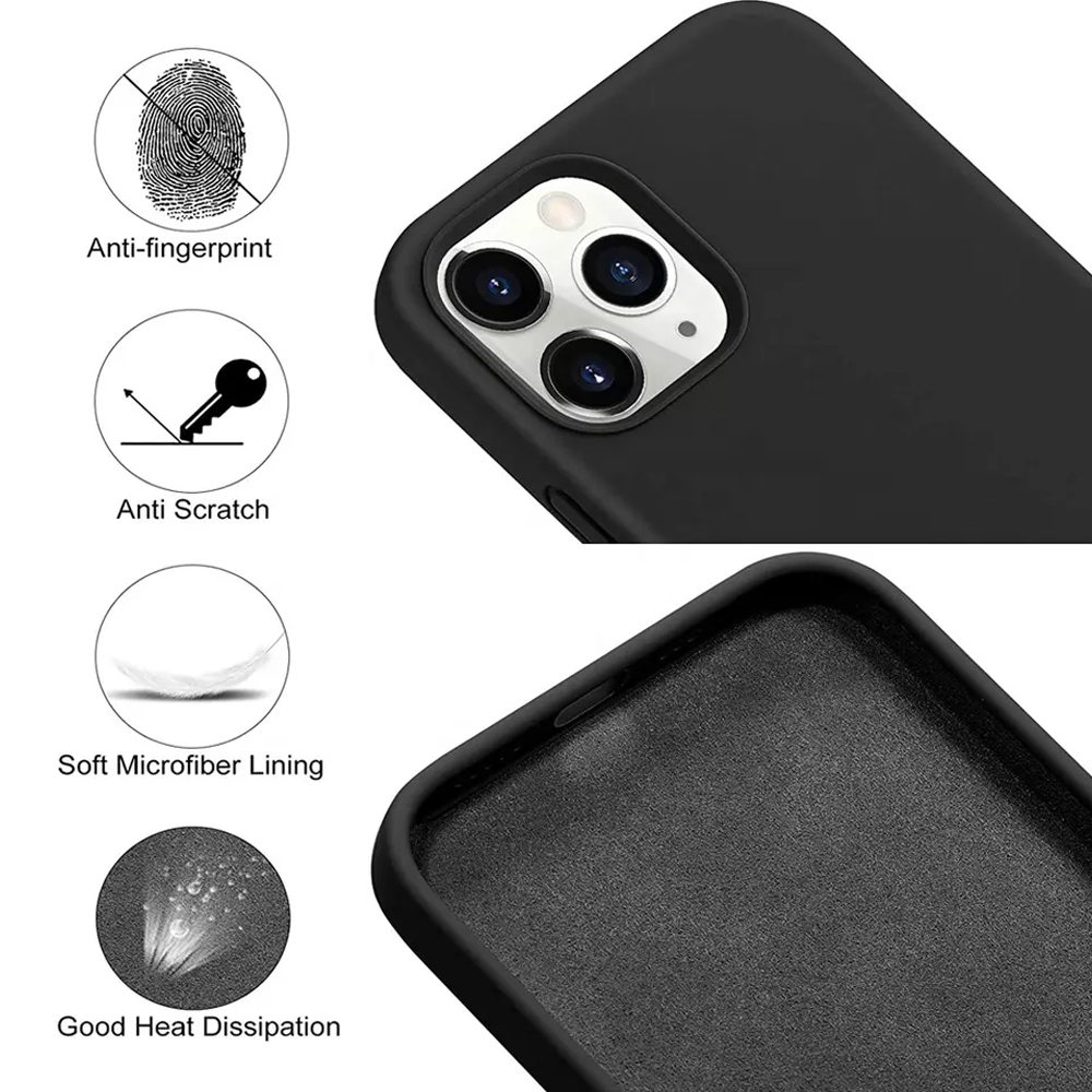 Liquid Silicone Case Cover for iPhone 15 Pro Max-Black