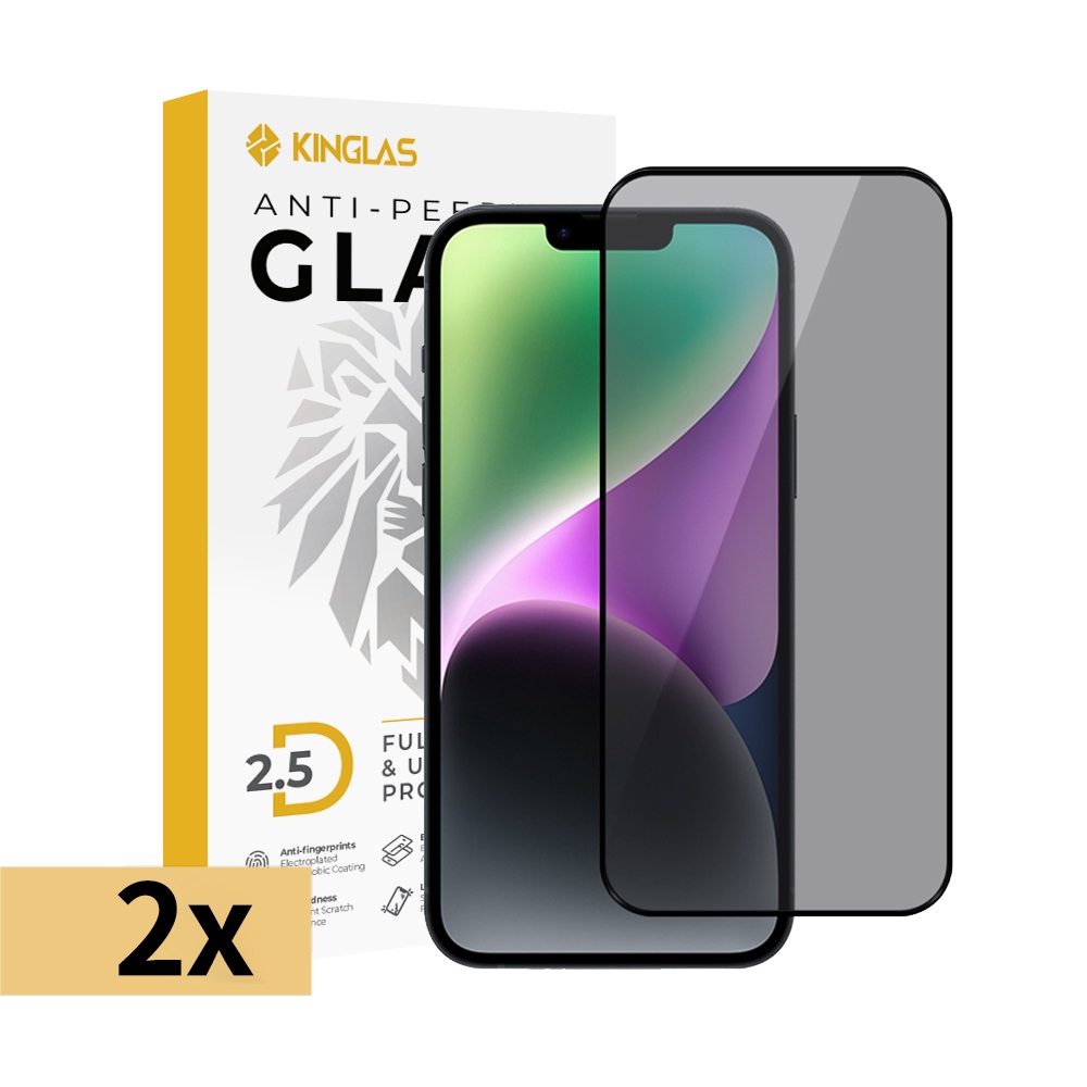iPhone 17 / 17 Pro Kinglas 2 Packs 2.5D Full Coverage Silk Printing Privacy Tempered Glass Screen Protector