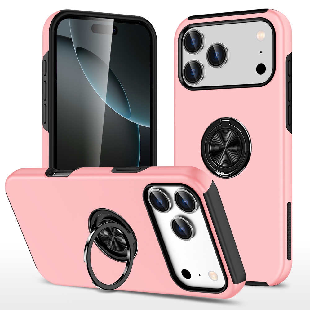 Magnetic Ring Holder Shockproof Cover Case*iPhone 17 Pro-Pink