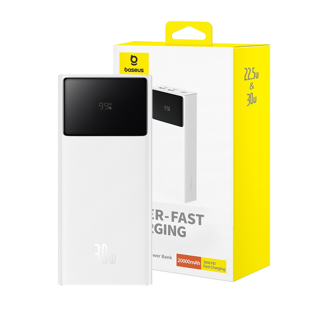 Baseus Star-Lord Digital Display Fast Charging Power Bank 20000mAh 30W-White
