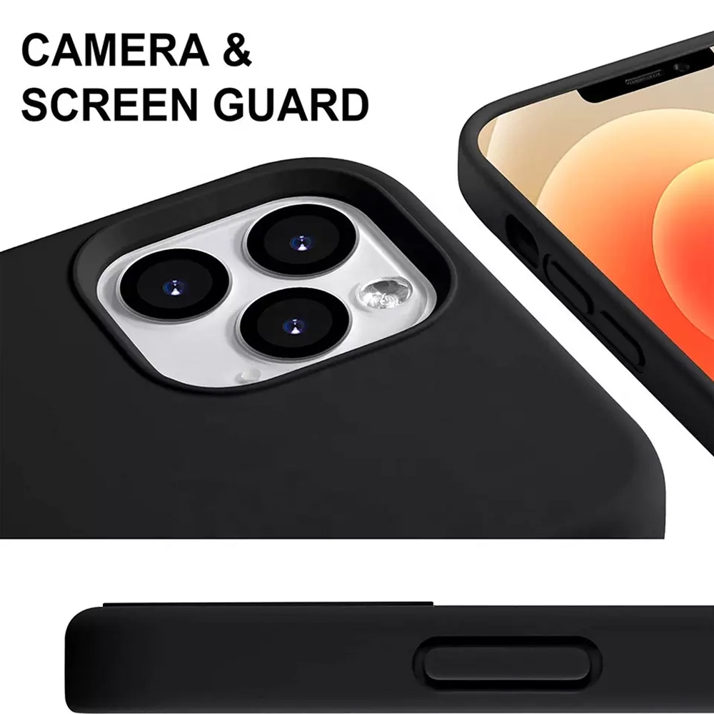 Liquid Silicone Case Cover for iPhone 15 Pro Max-Black