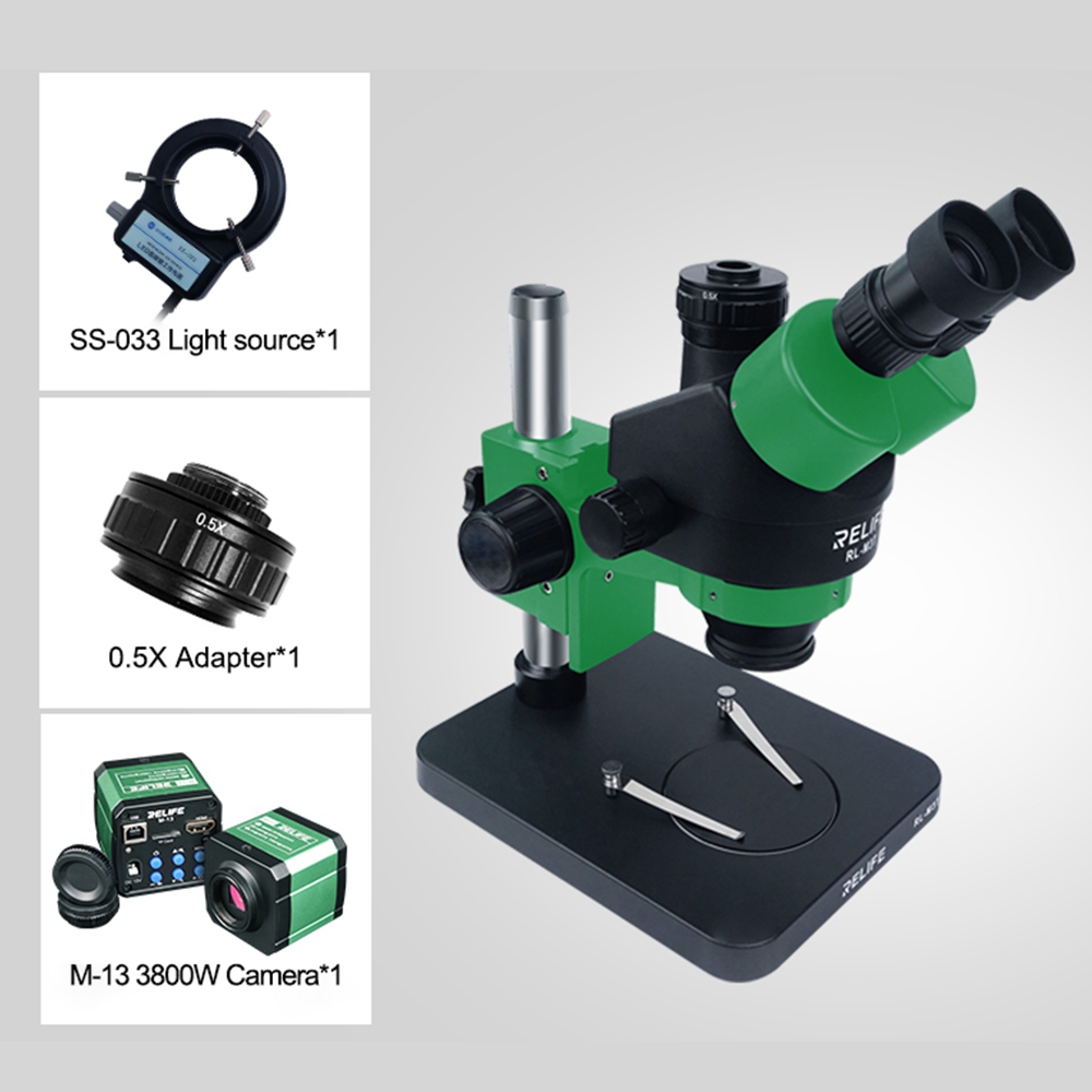 RELIFE RL-M3T-B1 Trinocular 7X-45X microscope for Mobile Phone Repair (Can be used with accessory mi