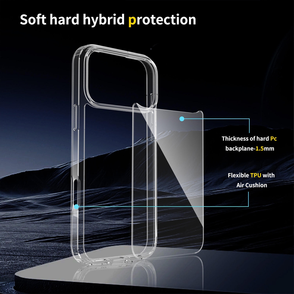 iPhone 17 Pro Max High Quality Acrylic + TPU Hybrid Transparent Case Cover 