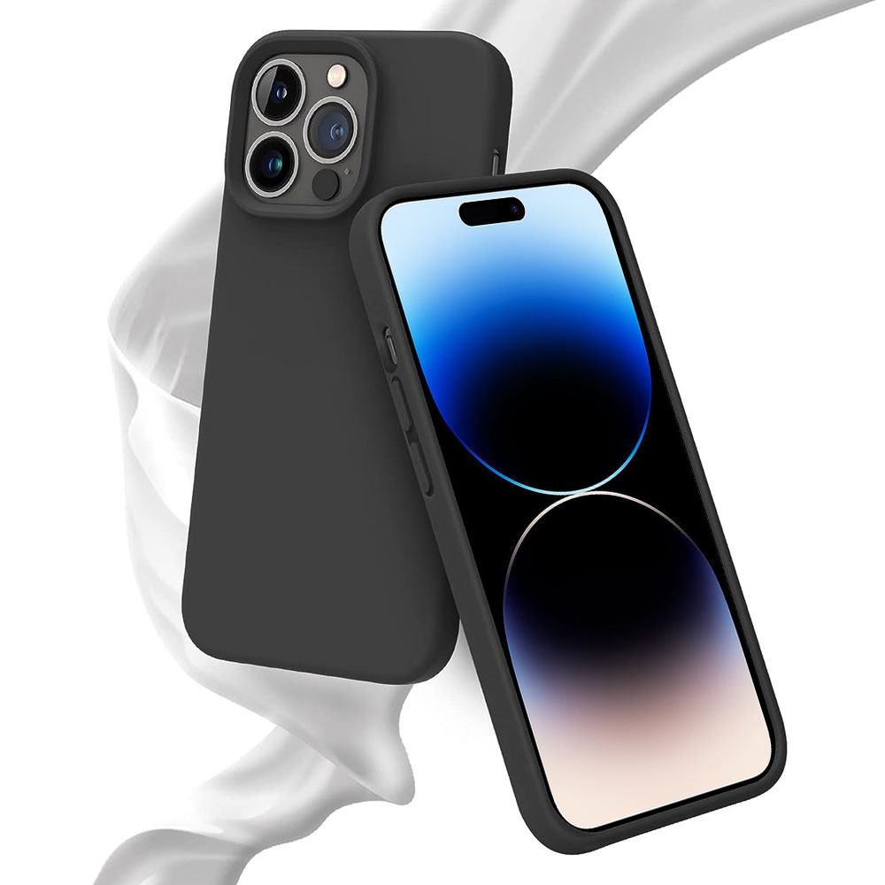 Liquid Silicone Case Cover for iPhone 15 Pro Max-Black