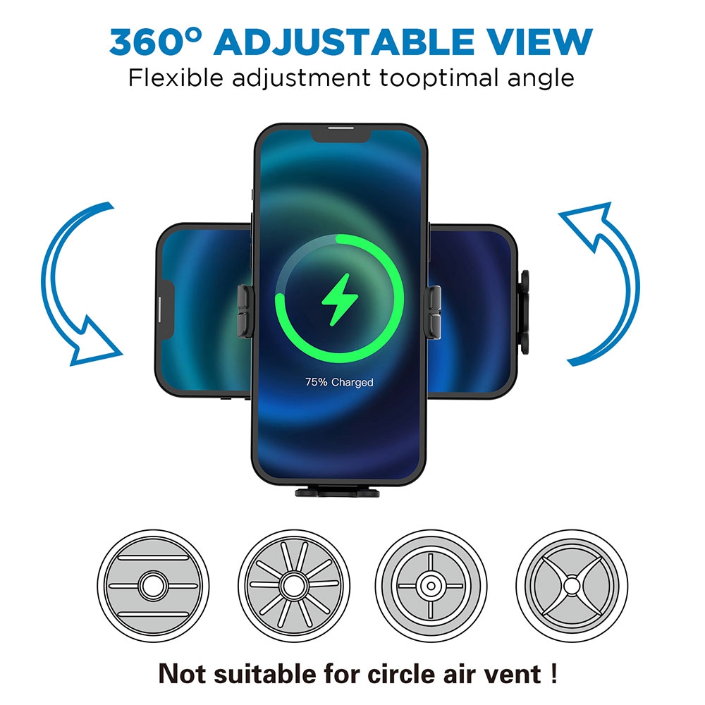 iQuick M5 15W Wireless Charging Touch Switch Auto-scaling Car Holder