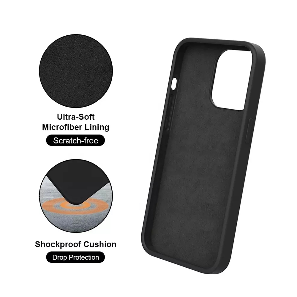 Liquid Silicone Case Cover for iPhone 15 Pro Max-Black