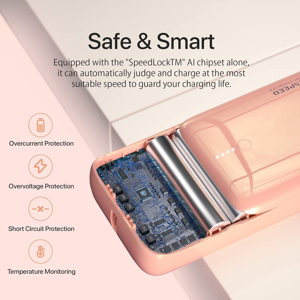 MOVE SPEED Portable Charger Mini Cute Power Bank 10000mAh 22.5W (YSPBQ10-22)-Pink (Motherboard Upgra