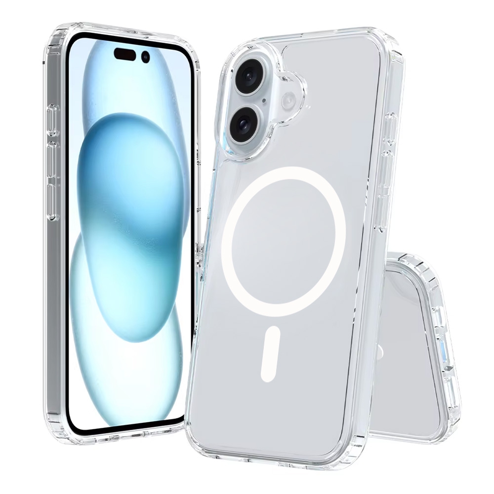 iPhone 17 High Quality Acrylic + TPU Hybrid Transparent Case Cover With Magnetic Ring