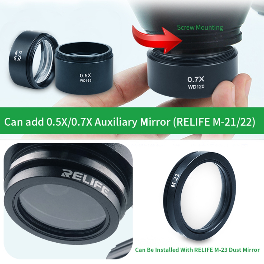 RELIFE RL-M3T-B1 Trinocular 7X-45X microscope for Mobile Phone Repair (Can be used with accessory mi