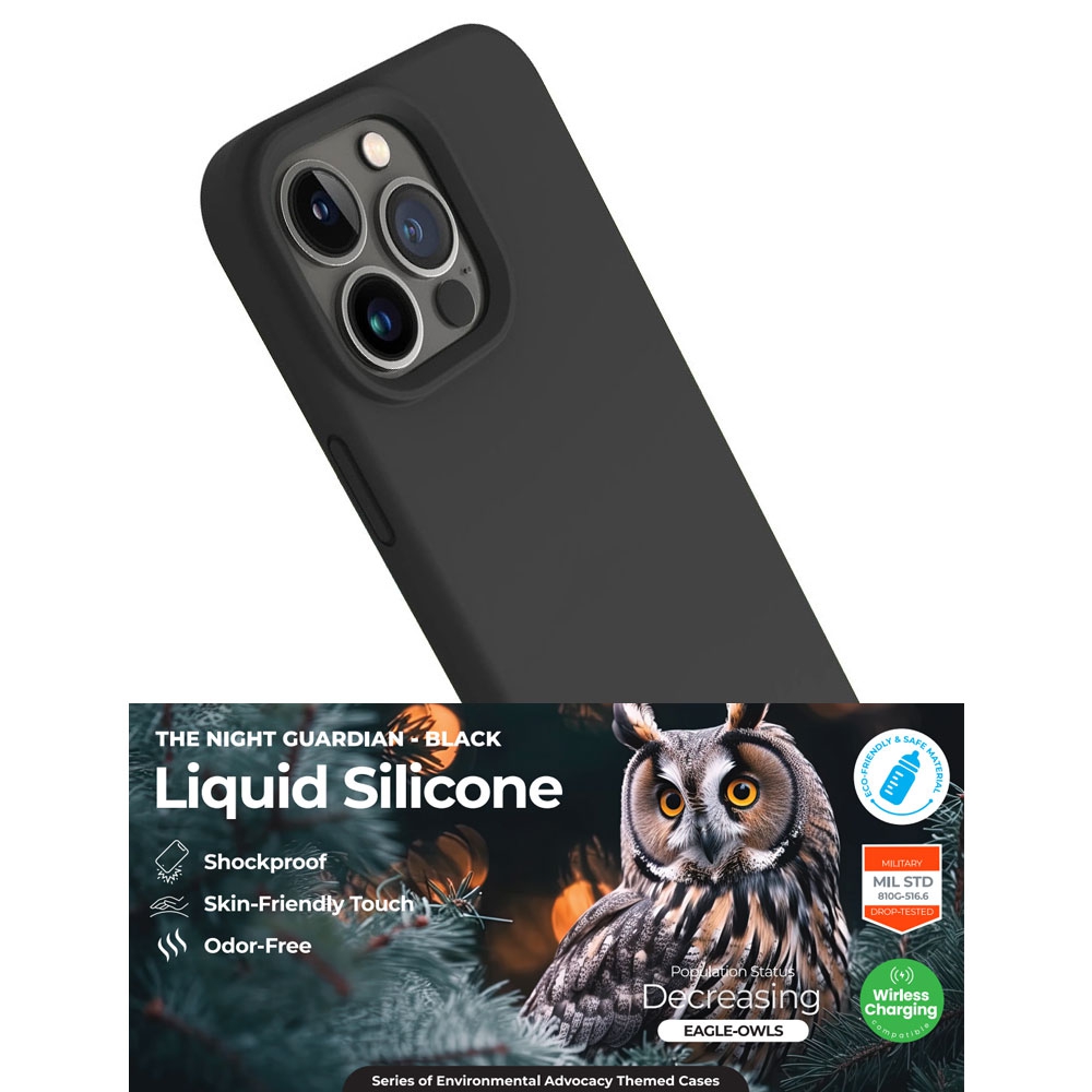 Liquid Silicone Case Cover for iPhone 15 Pro Max-Black